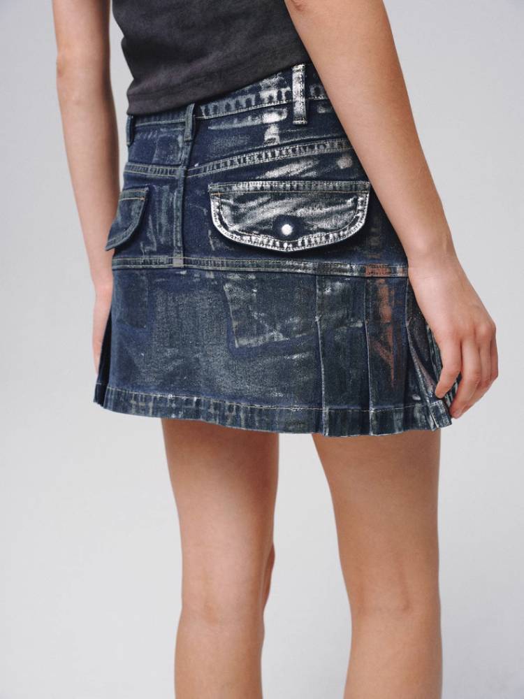 A-line denim skirt