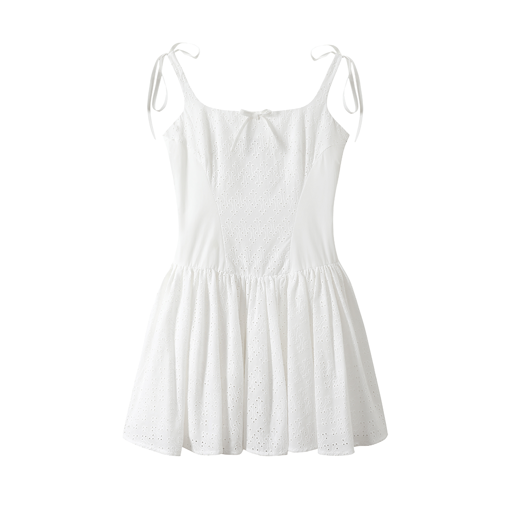 White Cinched-Waist Slip Dress