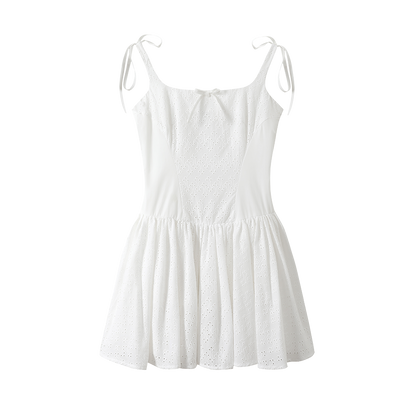 White Cinched-Waist Slip Dress