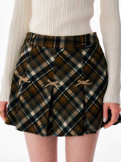 A-line plaid skirt