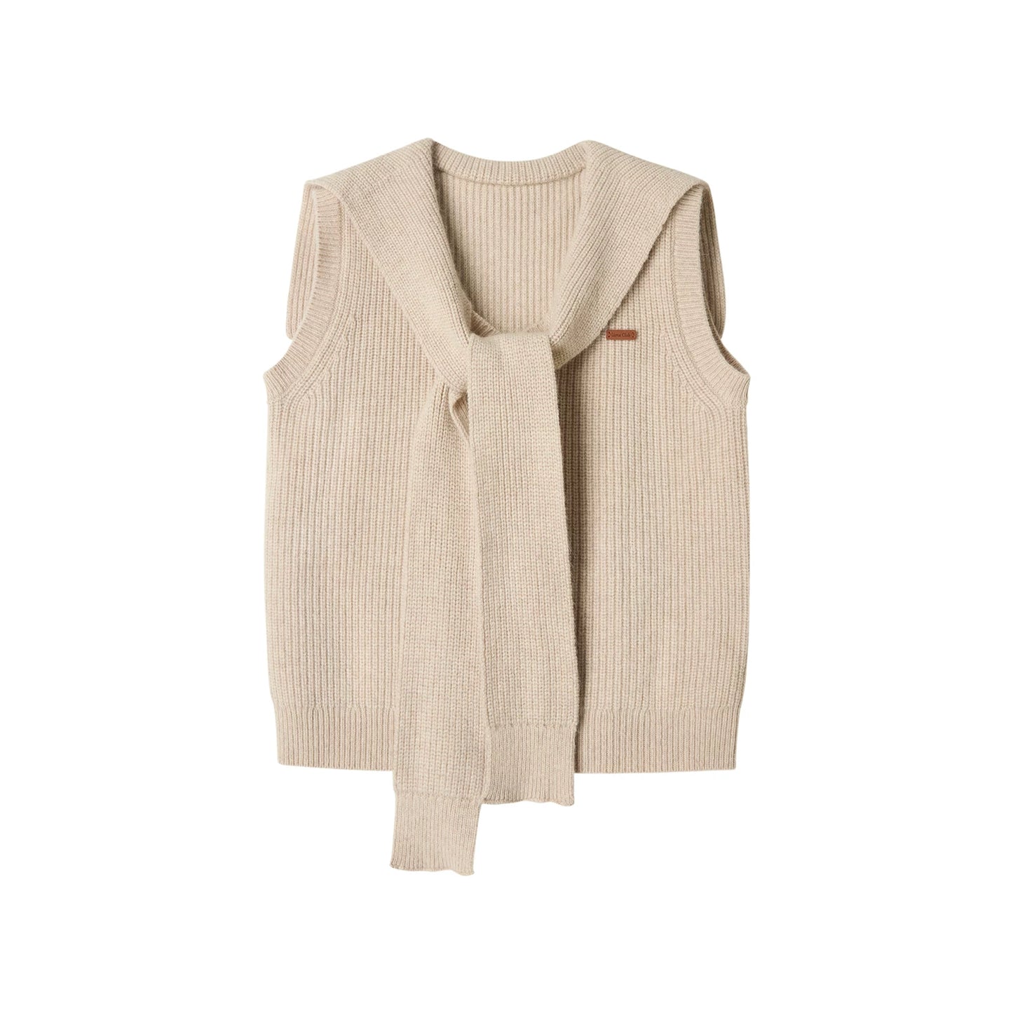 Khaki-Woll-Fell-Strickweste