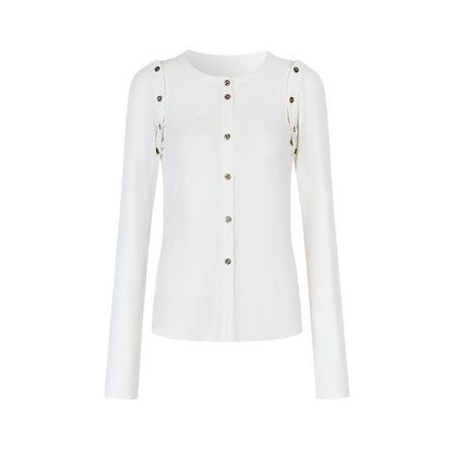 Detachable Round Neck Knitted Cardigan