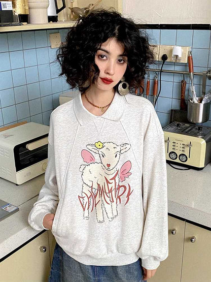 Printed loose sweatshirt