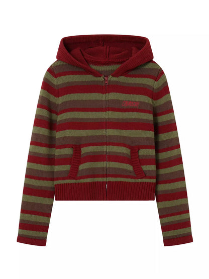 Striped hooded cardigan