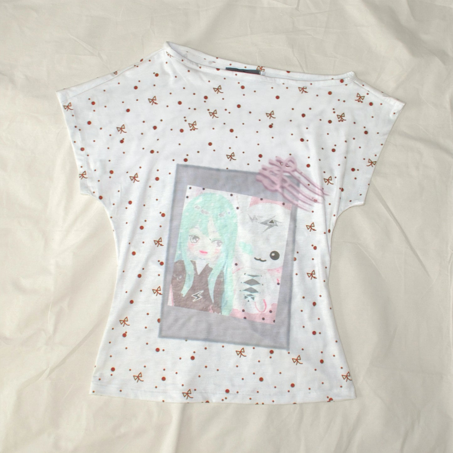 Original Mint White Polka Dot Top