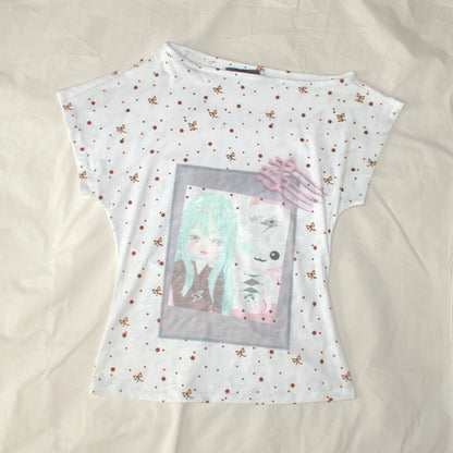 Original Mint White Polka Dot Top