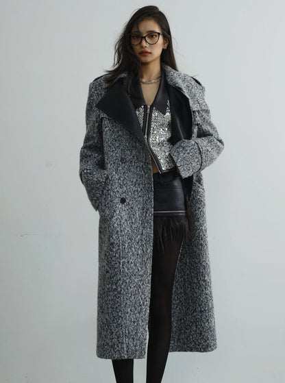 Retro woolen long coat