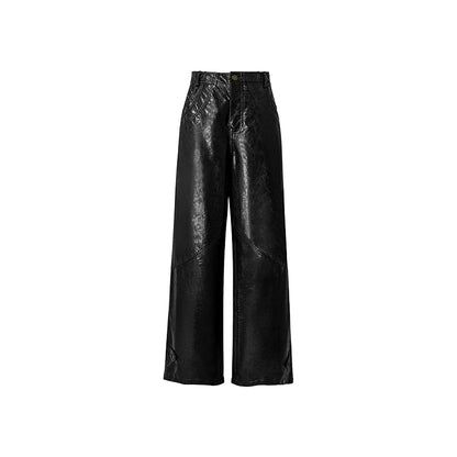 Slim Straight Leather Pants
