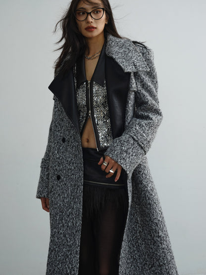 Retro woolen long coat