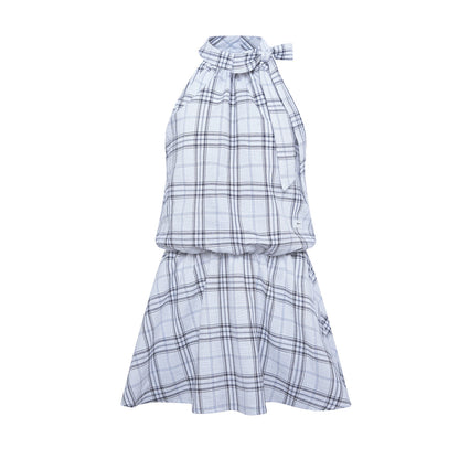 Plaid V-Neck Flutter Maxi Dress