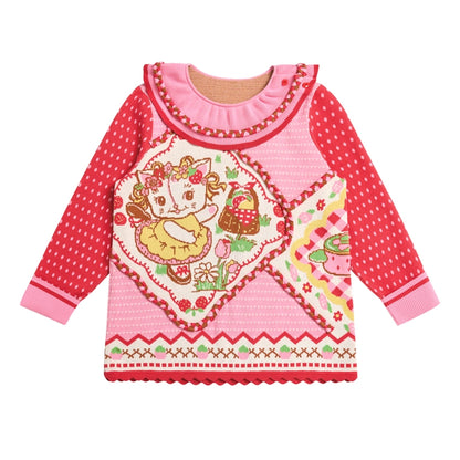 Pink Jacquard Knit Pullover Top