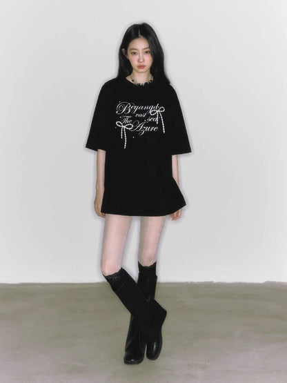 Round neck printed oversized T-shirt