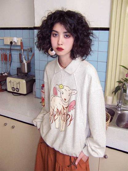 Printed loose sweatshirt