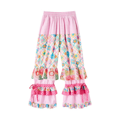 Cute Pink Elasticated Waist Loose Cake Trousers