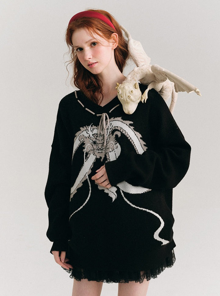 Dragon Loose Knitted Sweater