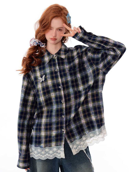 Plaid loose shirt