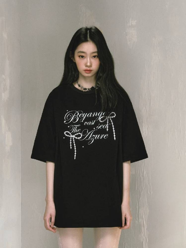 Round neck printed oversized T-shirt