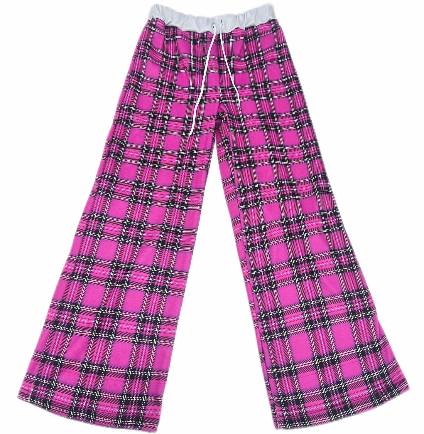 Pink Check Wide-leg Pants