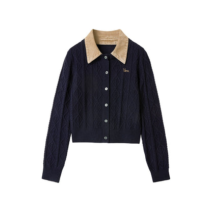 Letter Embroidered Knit Cardigan