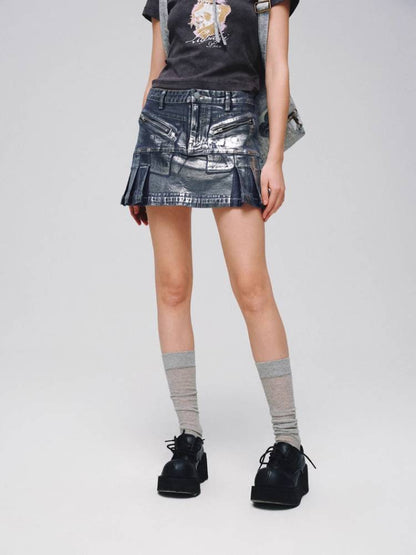 A-line denim skirt