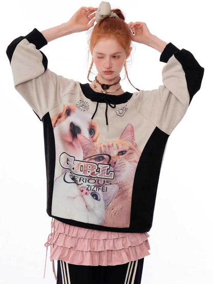 Round neck printed sweatshirt