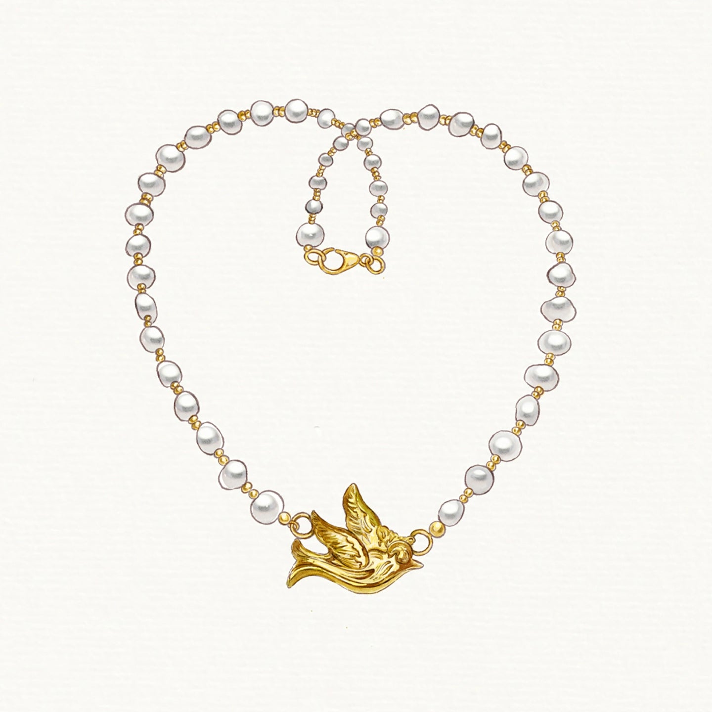 Louvre Pearl Clavicle Necklace