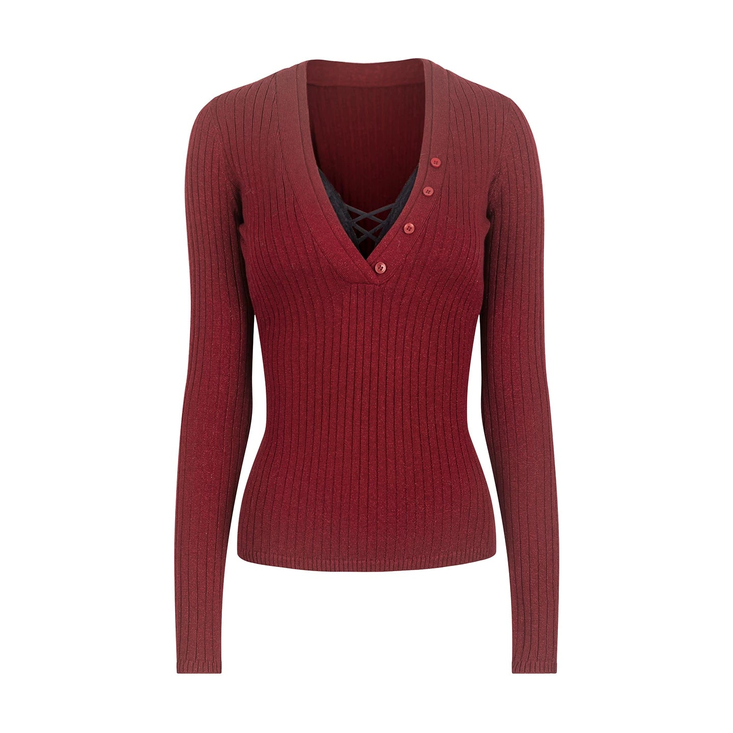 V-Ausschnitt Strickpullover