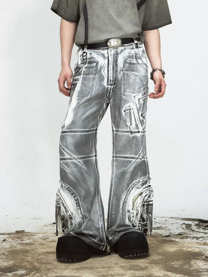 Washed loose straight casual pants