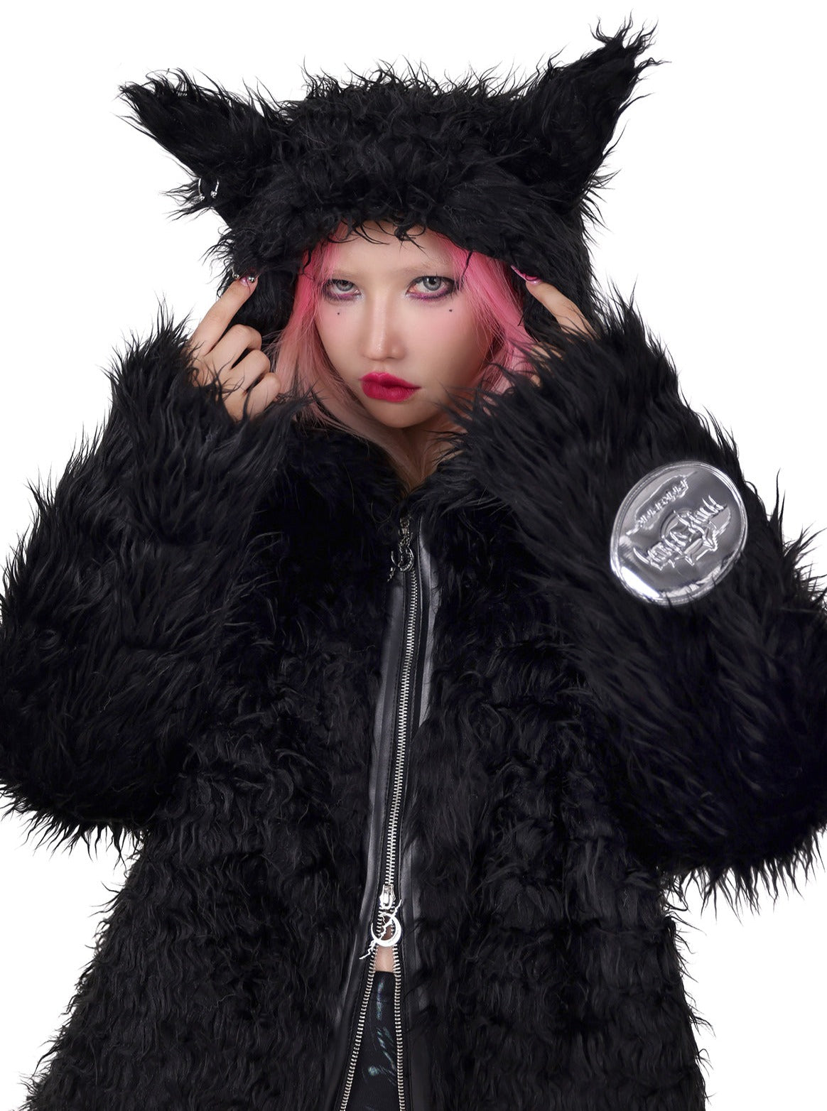 Cat Ear Demon Hooded Punk Fur Jacket