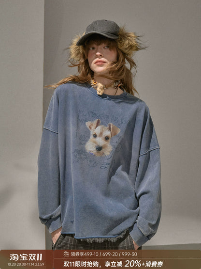 Retro Mottled Graphic Sweatshirt