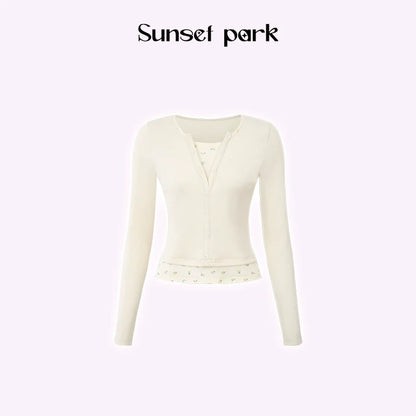 Fake Two Knitted Long Sleeve T-Shirt