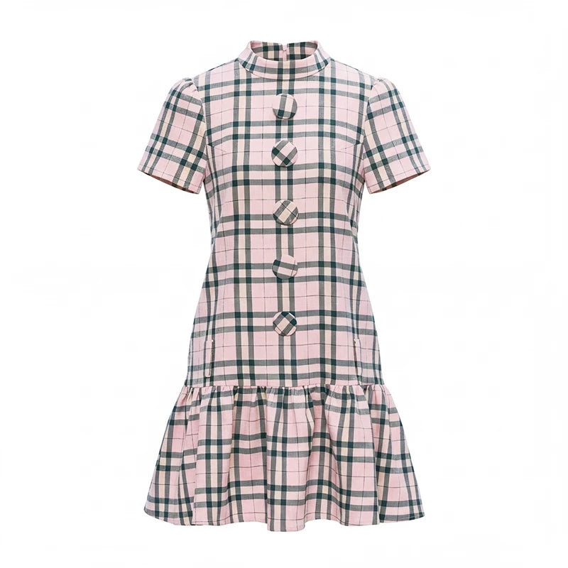 Pink Plaid A-Line Dress