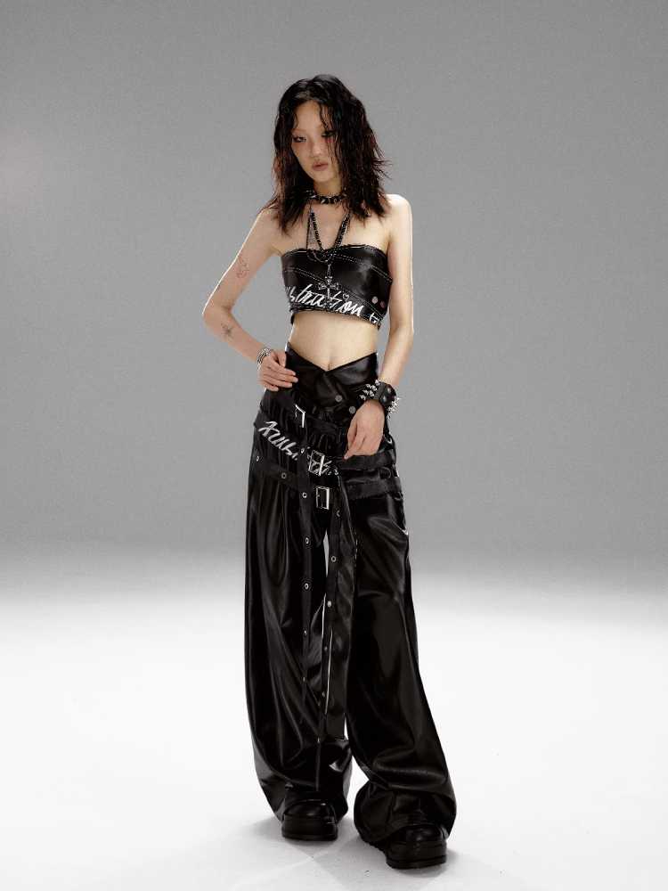 High waist punk pants