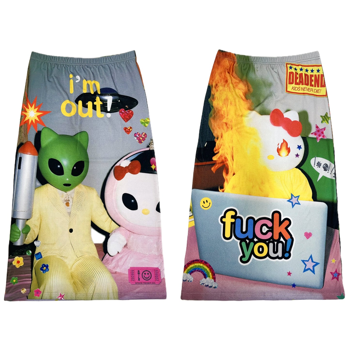 Reversible Print Stretch Casual Maxi Skirt