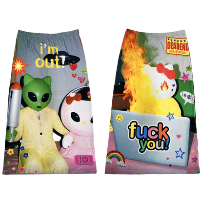 Reversible Print Stretch Casual Maxi Skirt