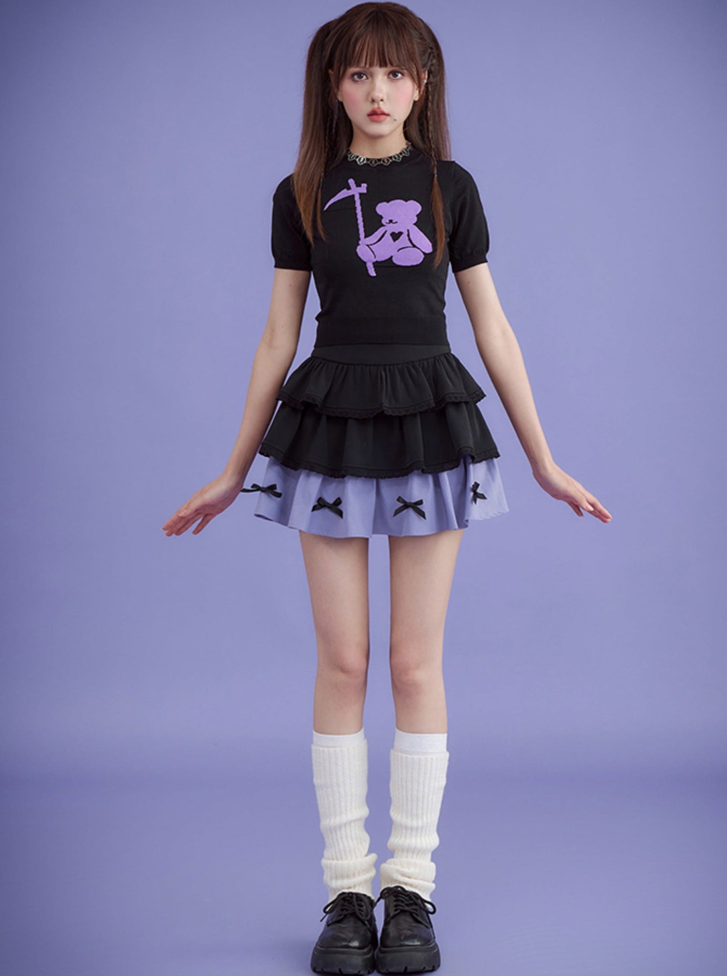 Black Purple Doll Skirt