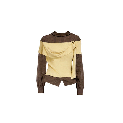 Irregular High Collar Sweater Tops