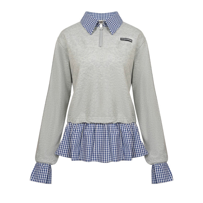 Fake Layered Contrast Knit Top Set-Up