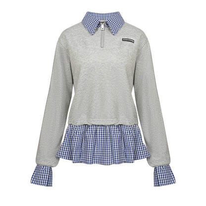 Fake Layered Contrast Knit Top Set-Up