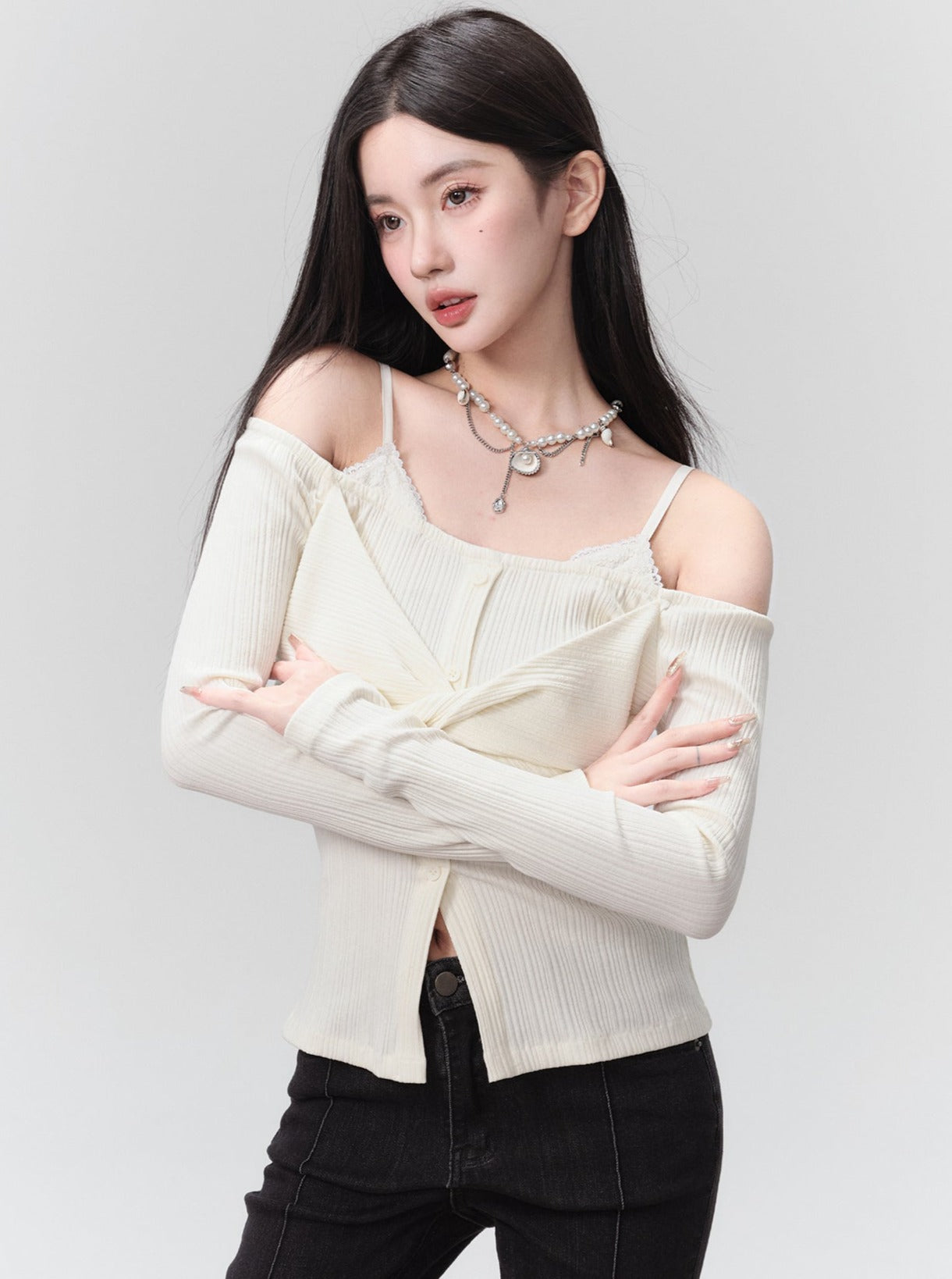 One-Shoulder Two Knot Top