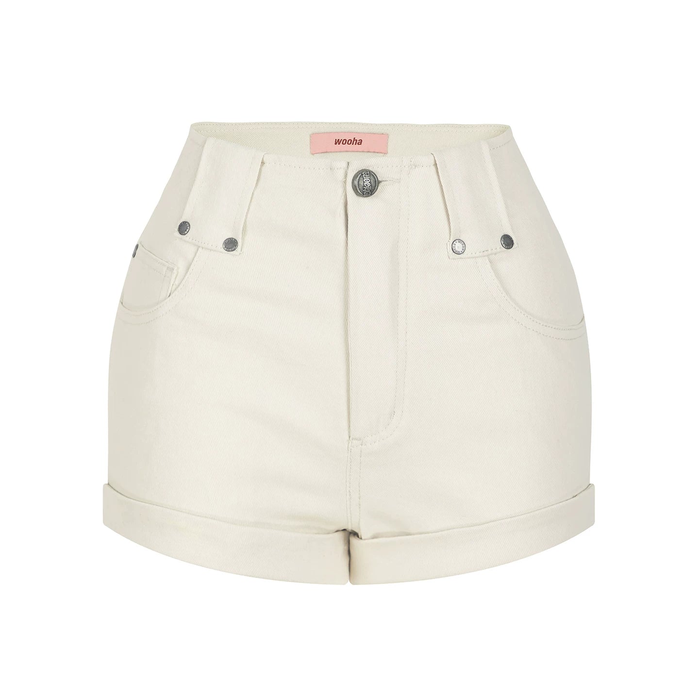 High-Waisted Metal Buckle Shorts