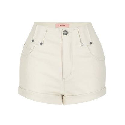 High-Waisted Metal Buckle Shorts
