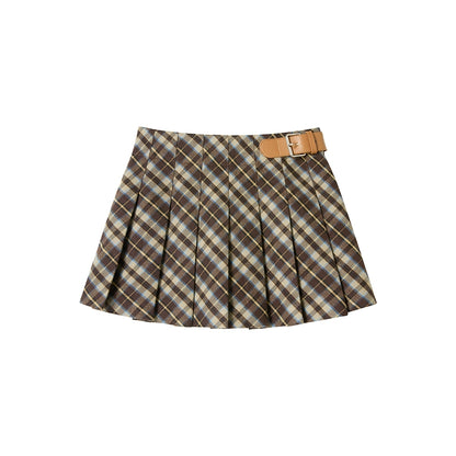 Vintage Plaid Waist Slimming Skirt