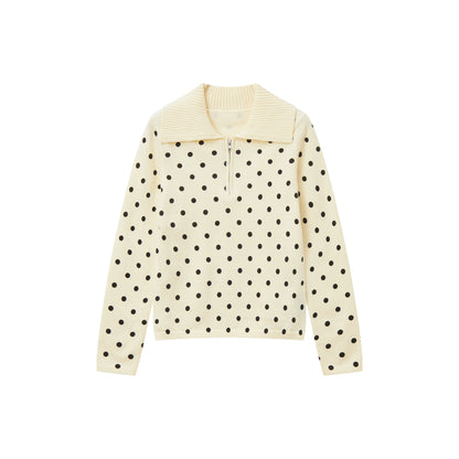 Slim Polka Dot Knit Sweater