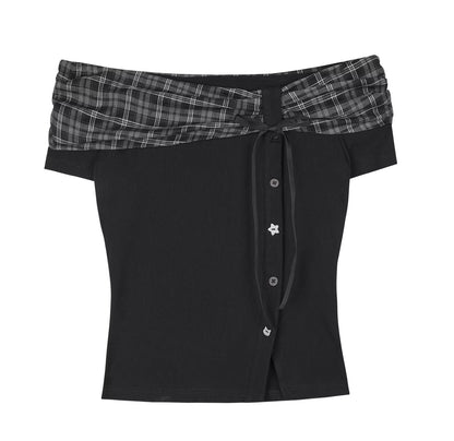 Plaid Graffiti Pleated Skirt Set-Up