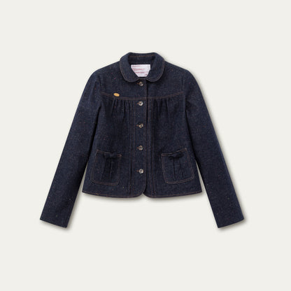 Vintage Denim Pleated Jacket Set-Up