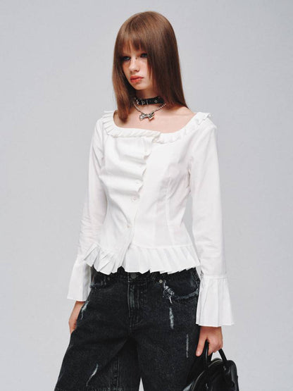 Pleated lace shirt