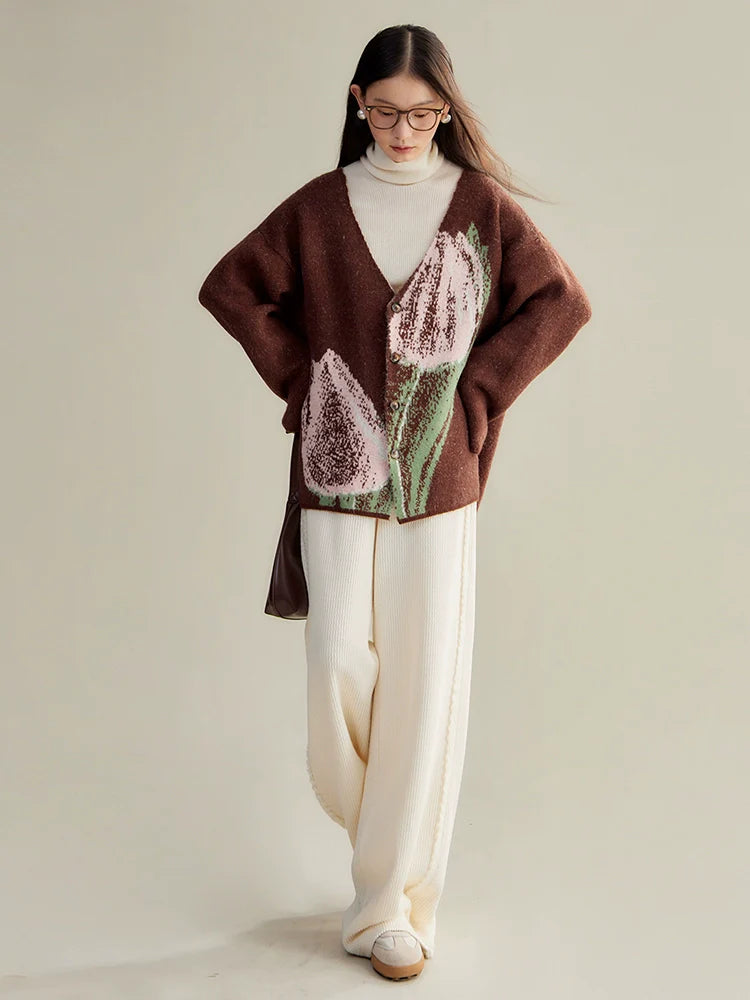 ambience contrast knit sweater skirt set