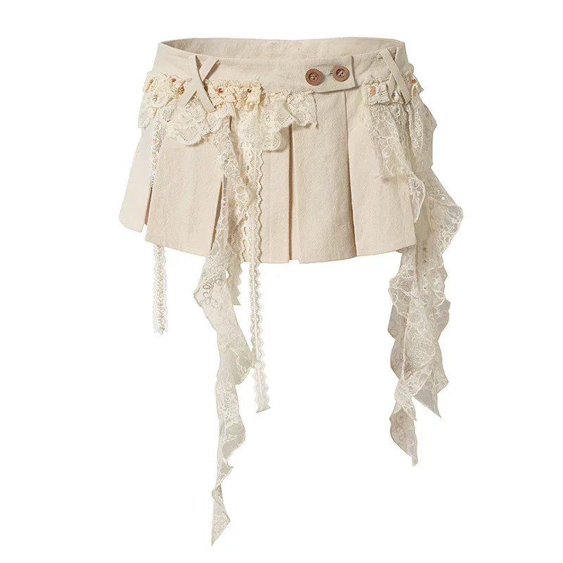 Baroque Lace Pleated Skirt