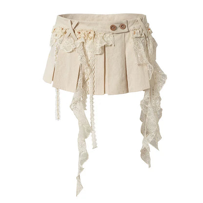 Baroque Lace Pleated Skirt
